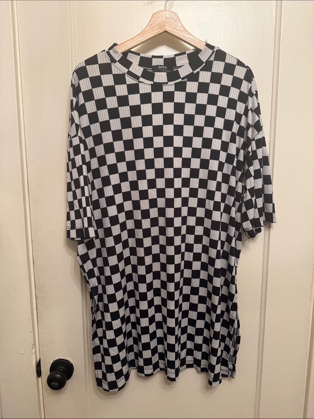 Lex Ribbed Playsuit Top in Black + White Checkerboard